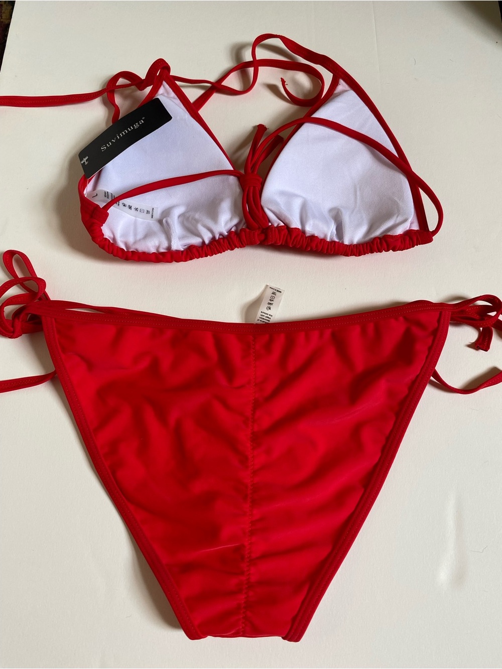 Suvimuga Red Triangle String Bikini Set Size L - Picture 7 of 12